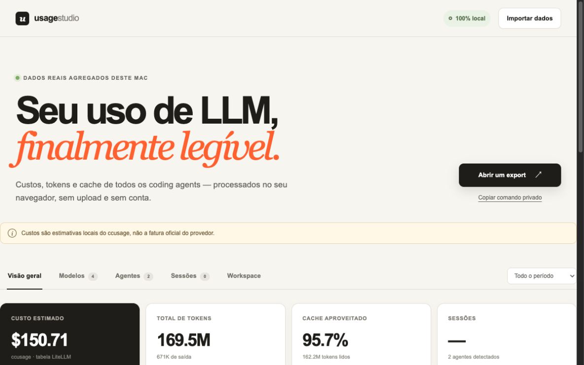 Prévia do LLM Usage Studio
